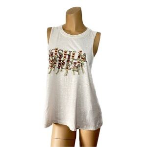 New Anthropologie Pilcro Embroidery  Twist Back Joshua Tree Tank Top Small Boho